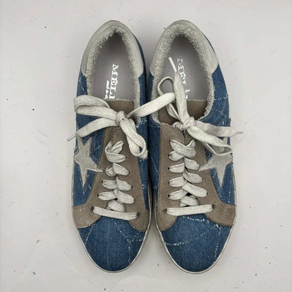 Meline Italy Italian Blue Fur-Lined Sneakers Size 41